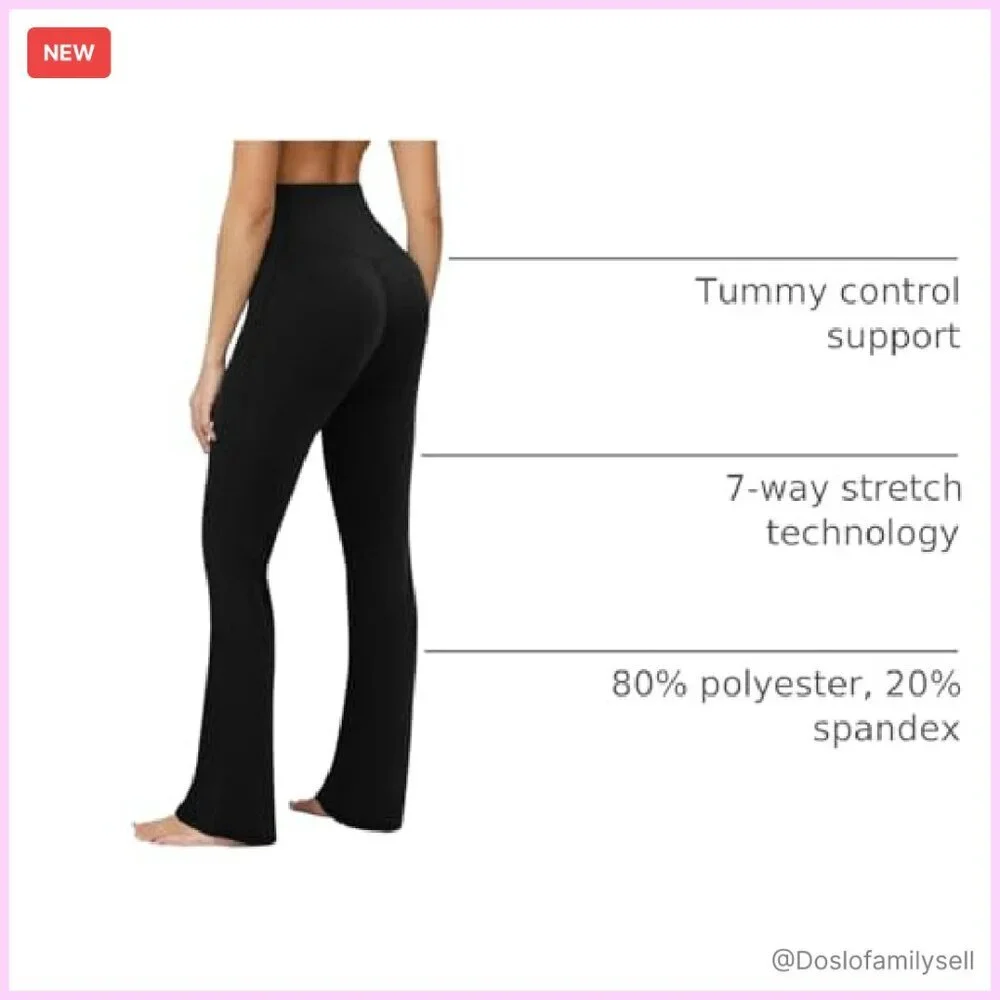 High Waisted Flare Leggings Seamless Yoga Pants Tummy Control Bootcut - Picture 5 of 8